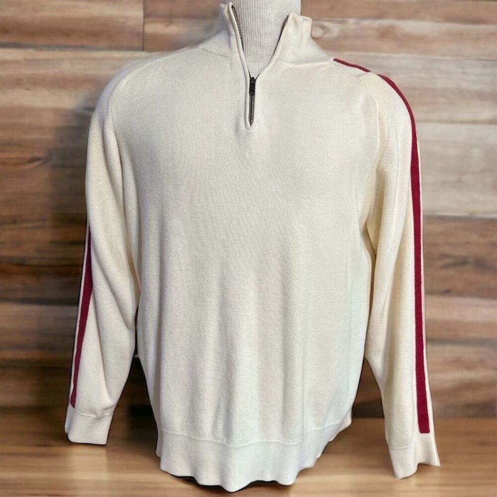 Dockers Men's Ivory Pullover Sweater L quarter-Zip